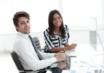 Fototapeta premium closeup.Manager and client