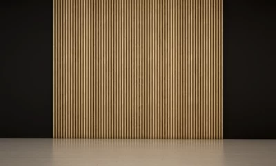 Kissenbezug The interior design of loft living room and wood wall pattern background © teeraphan