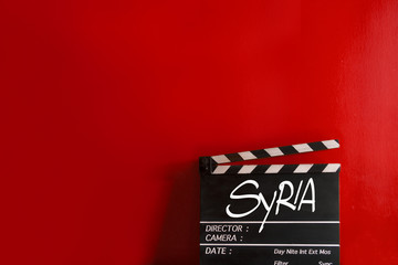 The title Syria on film Clapperboard