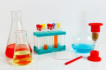 Equipment for biochemical studies on a white background