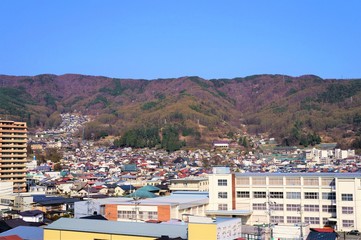 高島城天守閣から見た上諏訪の町並み