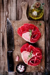 two raw fresh beef veal shank meat for ossobuco