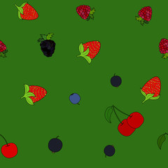abstract vector doodle berry seamless pattern