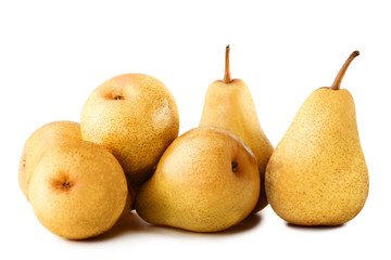 Ripe and sweet pears isolated on white