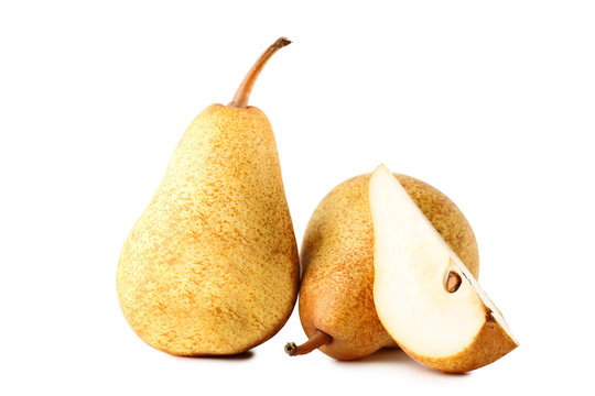 Ripe and sweet pears isolated on white