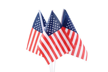 American flags on white background