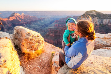 A mother with baby son in Grand Canyon National Park, North Rim, Arizona, USA