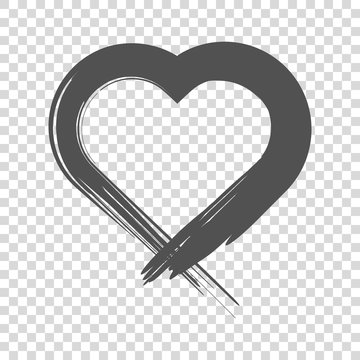 Image of the heart inflicted with a brush. Vector icon on white background.