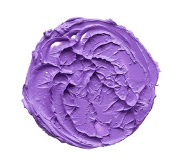 Fototapeta premium Texture of broken purple lipstick on white