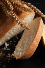 Freshly baked homemade white flour bread. Kitchen or bakery poster design