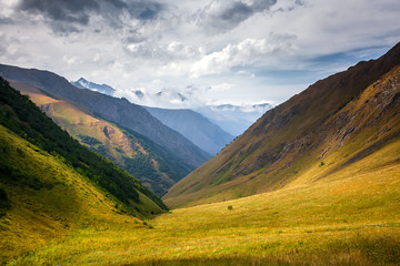Fototapeta premium Landscapes of the Upper Khevsureti region in Georgia