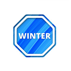 White and blue winter sign.