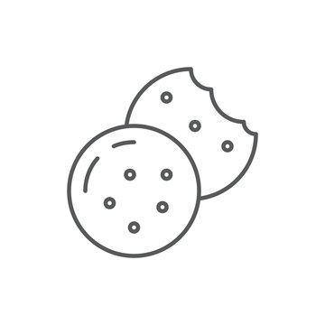 Cookie with chocolate chips editable line icon - bakery or confectionery pixel perfect vector illustration.