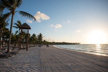 Sunrise on beach in Cancun