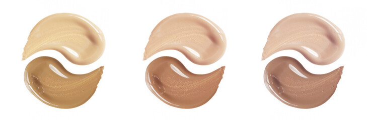 Liquid makeup foundations/blush on white background
