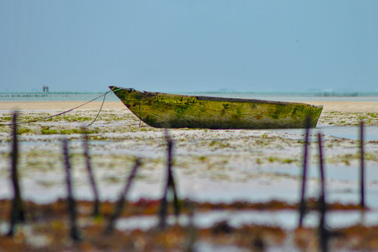 Rustical aground boat
