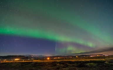 Naklejka na ściany i meble Aurora Borealis, Northern lights in Iceland