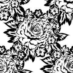 seamless monochrome pattern of flowers for greeting cards, background, price tags