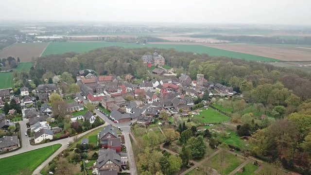 Aerial view of the historic old town Liedberg in NRW, Germany