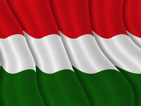 Illustration of a flying Hungarian flag