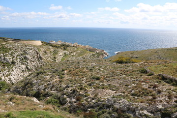 Fototapeta na wymiar Landscape of Qrendi and Wied Iż-Żurrieq at the Mediterranean Sea, Malta
