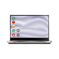 New laptop front and black vector drawing eps10 format isolated on white background