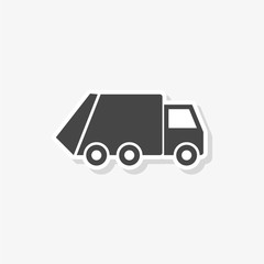 Recycle truck sticker, Garbage Truck, simple vector icon