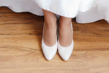 top view wedding white shoes