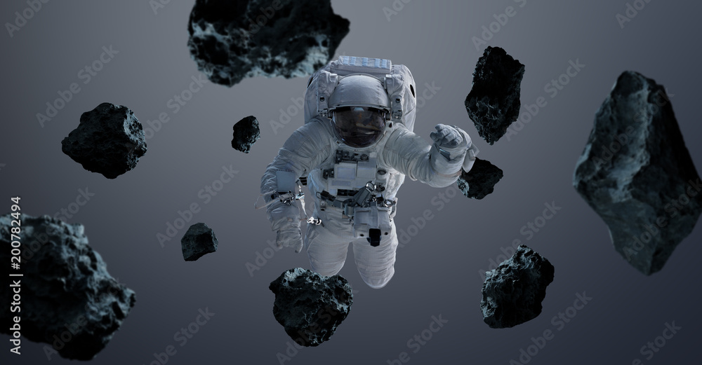 Poster astronaut isolated on grey background 3d rendering elements of this image furnished by nasa