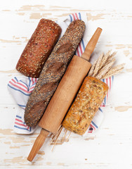 Various crusty bread and buns