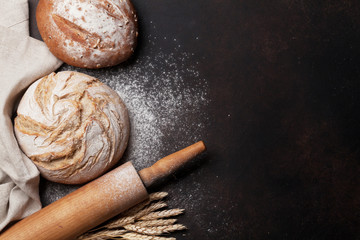 Various crusty bread and buns