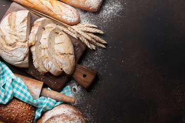 Various crusty bread and buns