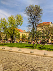 Lviv old architecture cityscape in the spring season