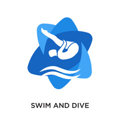swim and dive logo isolated on white background for your web, mobile and app design