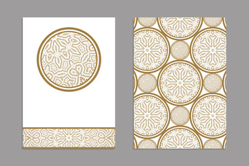 Templates for greeting and business cards, brochures, covers. Oriental lace pattern. Mandala. Wedding invitation, save the date,RSVP. Arabic, Islamic, moroccan, asian, indian, african motifs.