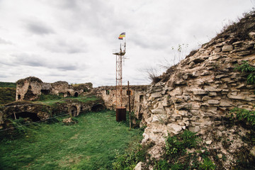 Fototapeta na wymiar Old ruined Jazlowiec Yazlovets castle, Ternopil region, Ukraine