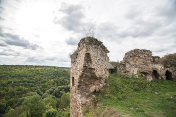 Old ruined Jazlowiec Yazlovets castle, Ternopil region, Ukraine