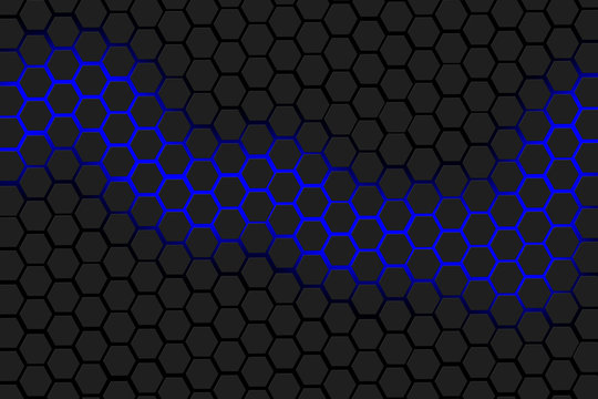 colorful light on 3d honeycomb, hexagon background © hadjanebia