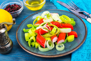 Surimi and leek dishes