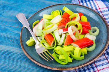 Surimi and leek dishes