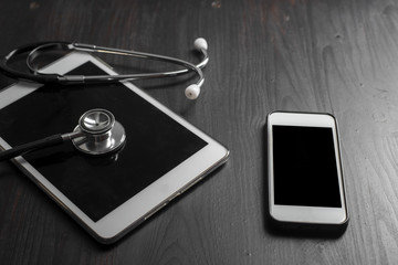Close-up Of Medical Stethoscope On Tablet computer