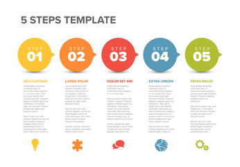 Vector progress five steps template