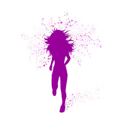 Obraz na płótnie Canvas Vector silhouette of woman who running on white background.