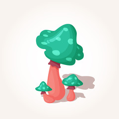 Beautiful fantasy mushroom. Magic unusual nature elements isolated on white background. Vector illustration for Mushrooms Collection.