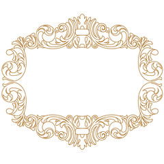 Golden vintage border frame engraving with retro ornament pattern in antique baroque style decorative design. Vector