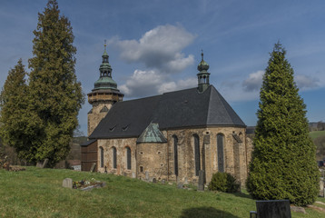 Fototapeta premium Church in Horni Slavkov town in spring time