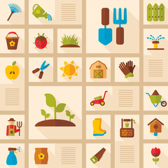 Garden Farm icons vector set