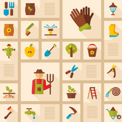 Garden Farm icons vector set