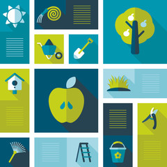 Garden Farm icons vector set