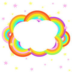 cartoon rainbow cloud with stars design template